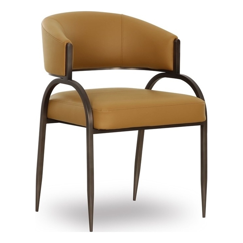 Pemberly Row Contemporary Upholstered Tan Vegan Leather Dining Chair
