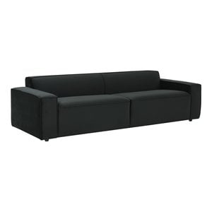 Pemberly Row 26.4&quotH Modern Velvet Upholstered/Pine Wood Sofa in Black