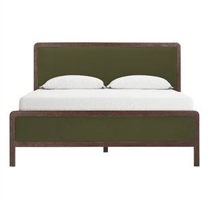 Pemberly Row Forest Green Velvet Queen Bed - 64.3&quotW x 85.1&quotD x 47.2&quotH