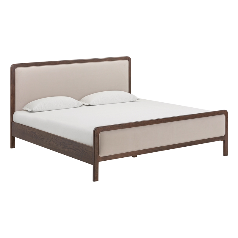 Pemberly Row Contemporary Taupe Velvet King Bed - 79.9