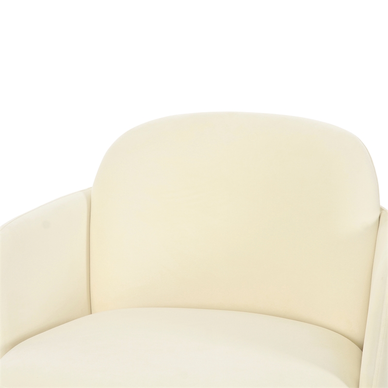 Pemberly Row Contemporary Upholstered Cream Velvet Swivel Chair