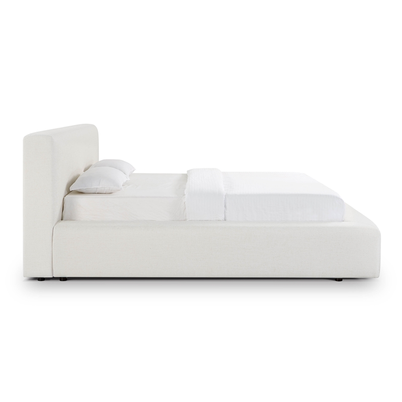 Pemberly Row Contemporary Cream Upcycled Linen Storage King Bed