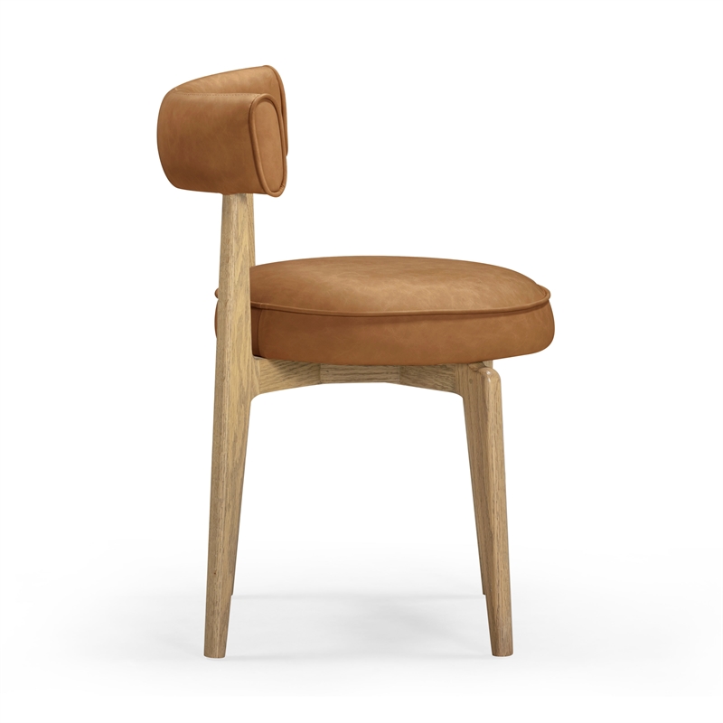Pemberly Row Saddle Brown Performance Vegan Leather Dining Chair