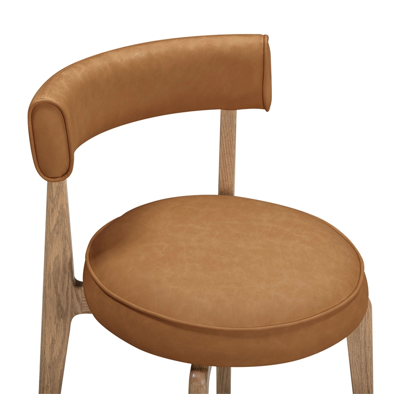 Pemberly Row Saddle Brown Performance Vegan Leather Dining Chair