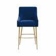 Pemberly Row Transitional Navy Velvet Counter Stool - Gold Legs