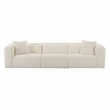 Pemberly Row Fluffy Oversized Corduroy Fabric Modular Sofa in Cream