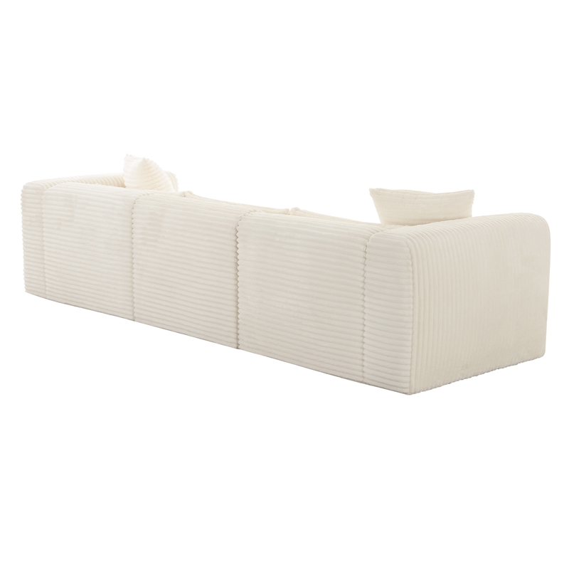 Pemberly Row Fluffy Oversized Corduroy Fabric Modular Sofa in Cream