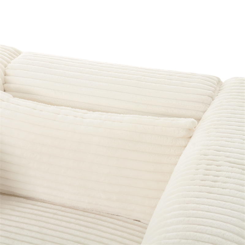 Pemberly Row Fluffy Oversized Corduroy Fabric Modular Sofa in Cream