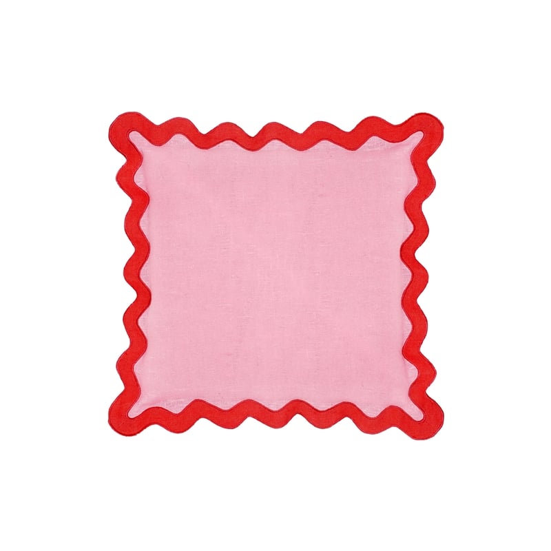Pemberly Row Scalloped Edge Rust and Pink Linen Throw Pillow