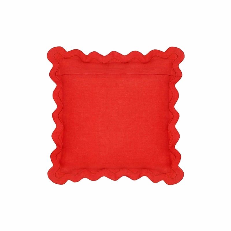 Pemberly Row Scalloped Edge Rust and Pink Linen Throw Pillow