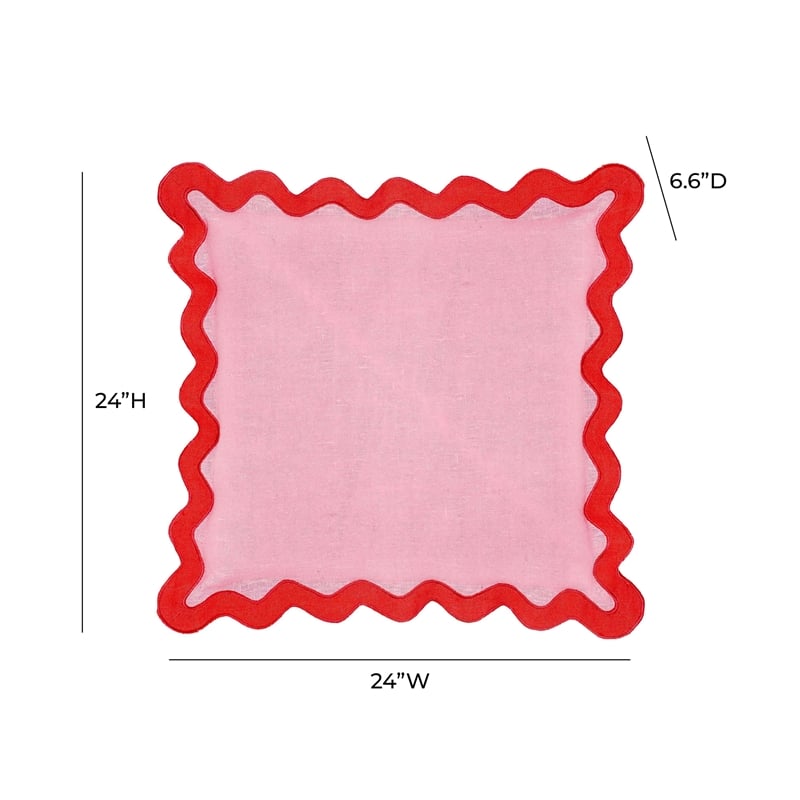 Pemberly Row Scalloped Edge Rust and Pink Linen Throw Pillow
