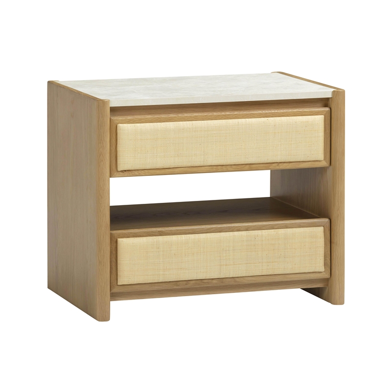 Pemberly Row Contemporary Natural Oak 2-Drawer Nightstand - 26