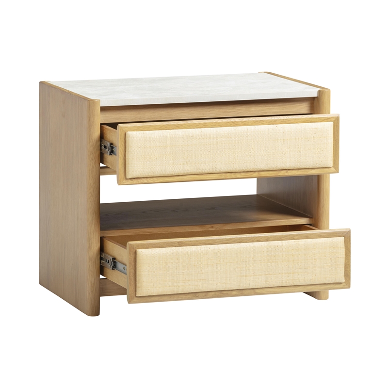 Pemberly Row Contemporary Natural Oak 2-Drawer Nightstand - 26