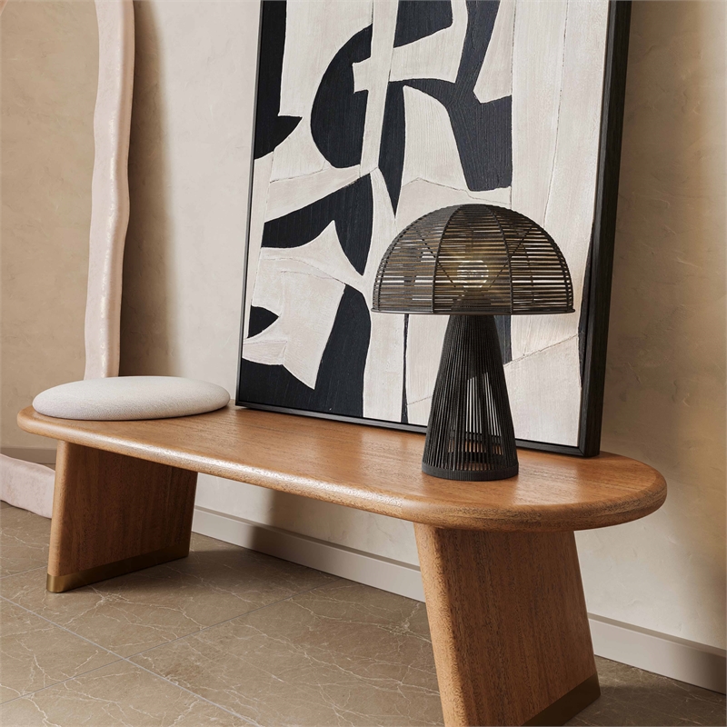 Pemberly Row Handmade Transitional Black Finish Jute Table Lamp