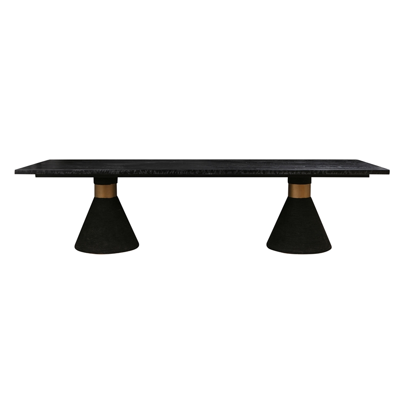 Pemberly Row Transitional Black Rope Wooden Rectangular Table