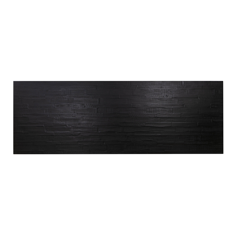 Pemberly Row Transitional Black Rope Wooden Rectangular Table