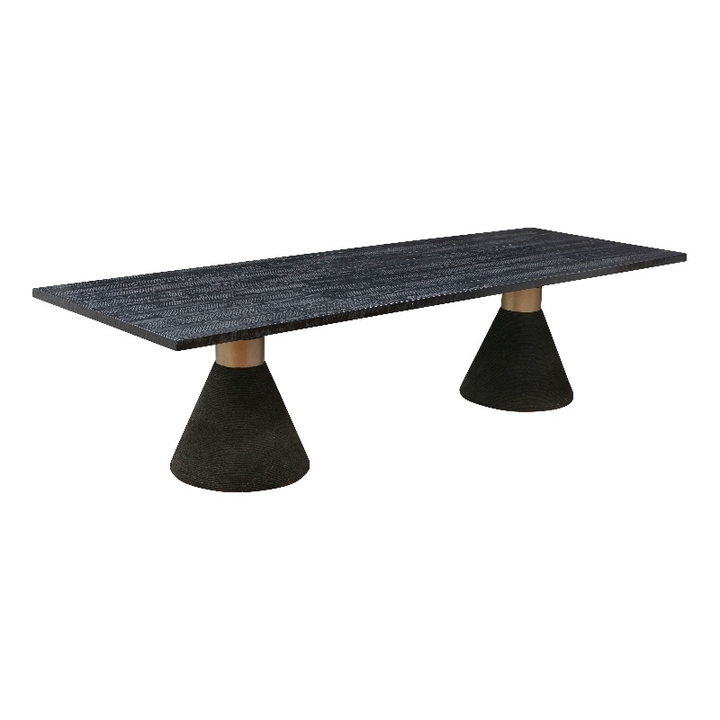 Pemberly Row Transitional Black Rope Wooden Rectangular Table