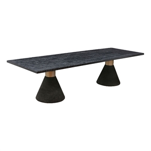 Pemberly Row Transitional Black Rope Wooden Rectangular Table