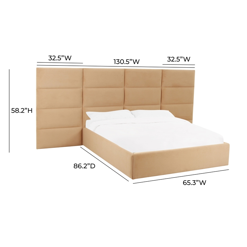 Pemberly Row Contemporary Honey Velvet Queen Wings (Set of 2)