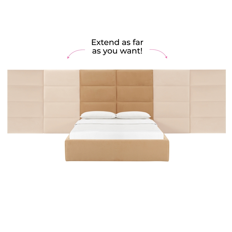 Pemberly Row Contemporary Honey Velvet Queen Wings (Set of 2)