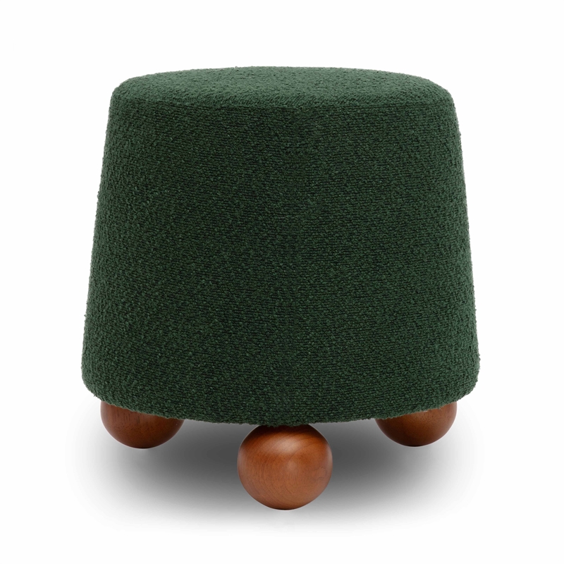 Pemberly Row Contemporary Upholstered Forest Green Boucle Stool