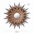 Pemberly Row Sunflower Antique Brass Round Iron Metal Wall Mirror
