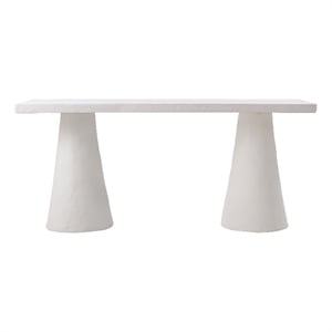 Pemberly Row Transitional Plaster Concrete Desk - 68.5&quotW x 22.5&quotD x 30&quotH