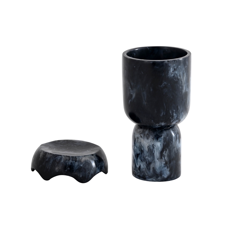 Pemberly Row Handmade Contemporary Black Swirl Resin Kiddush Cup