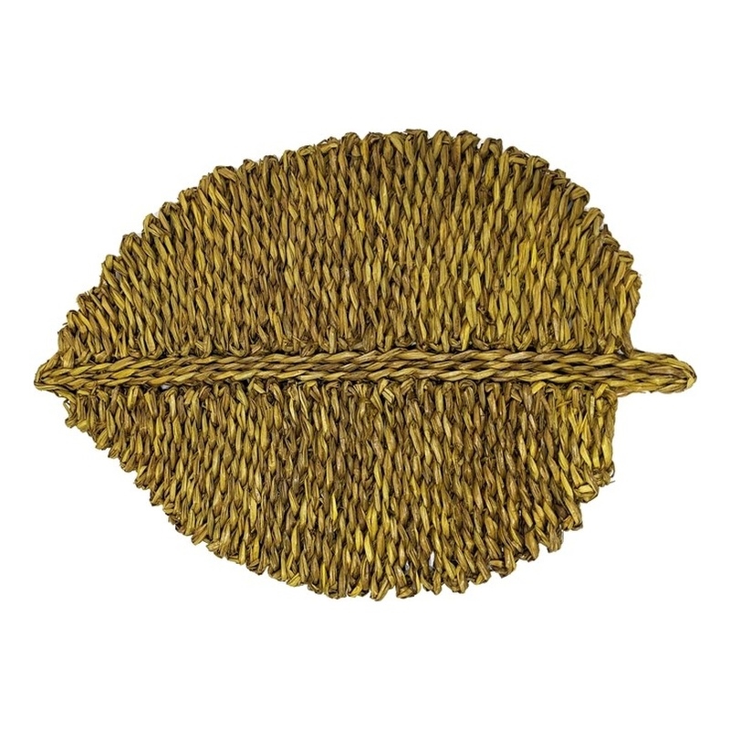 Pemberly Row Transitional Leaf Yellow Seagrass Placemat - Set of 4