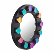 Pemberly Row Contemporary Rockstar Black Finish Round Metal Mirror