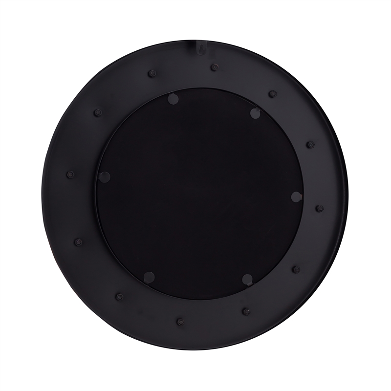 Pemberly Row Contemporary Rockstar Black Finish Round Metal Mirror