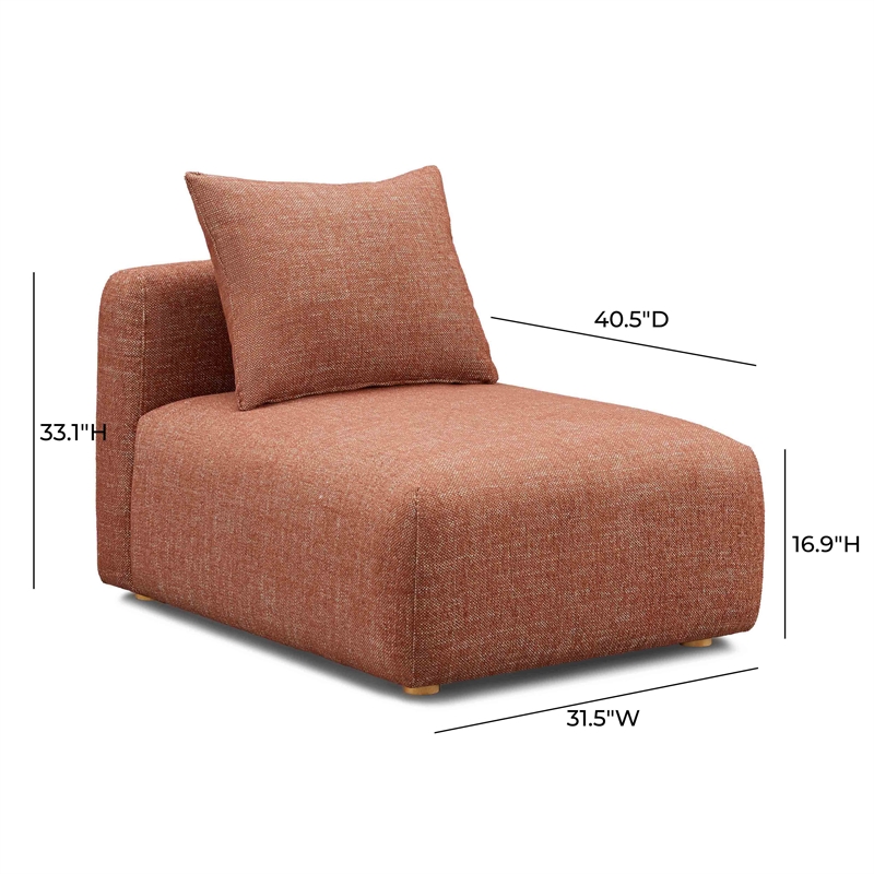 Pemberly Row Sedona Red Textured Fabric Modular Armless Chair
