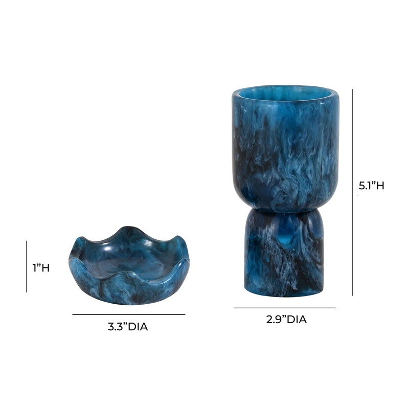 Pemberly Row Handmade Contemporary Blue Swirl Resin Kiddush Cup