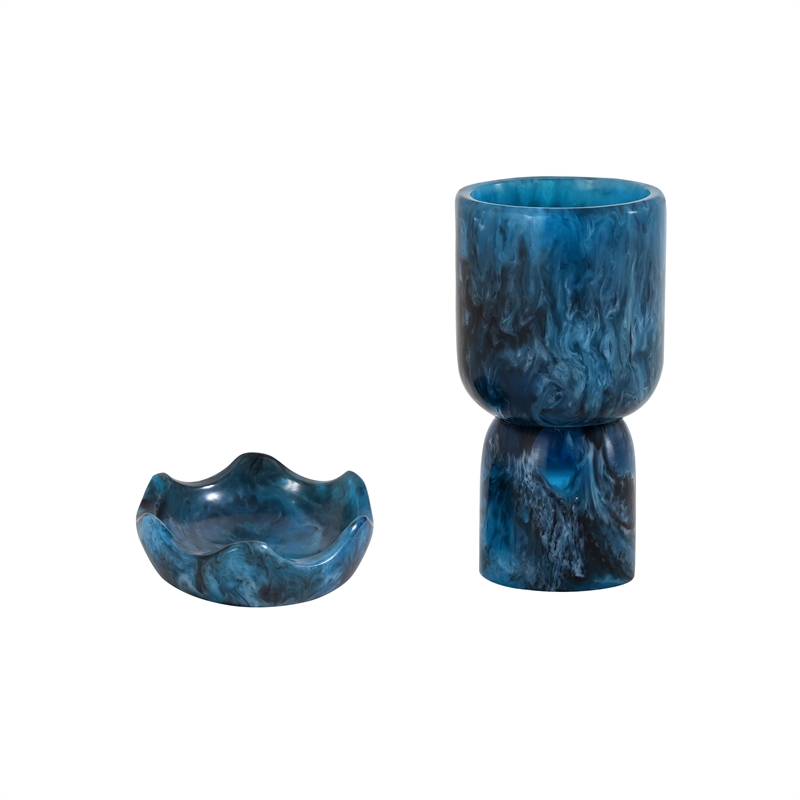 Pemberly Row Handmade Contemporary Blue Swirl Resin Kiddush Cup