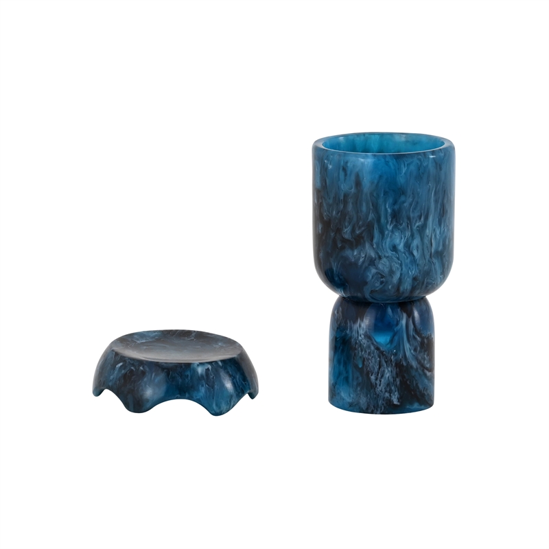 Pemberly Row Handmade Contemporary Blue Swirl Resin Kiddush Cup