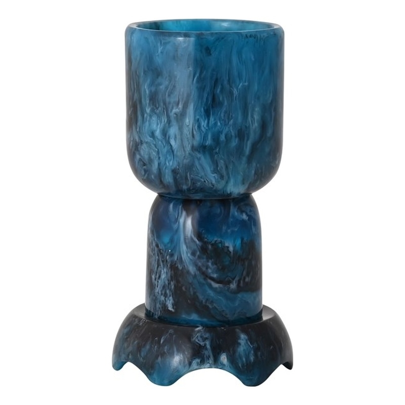 Pemberly Row Handmade Contemporary Blue Swirl Resin Kiddush Cup