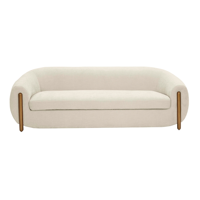 Pemberley Row Textured Linen Cream Sofa Rectangular Handmade 71.5