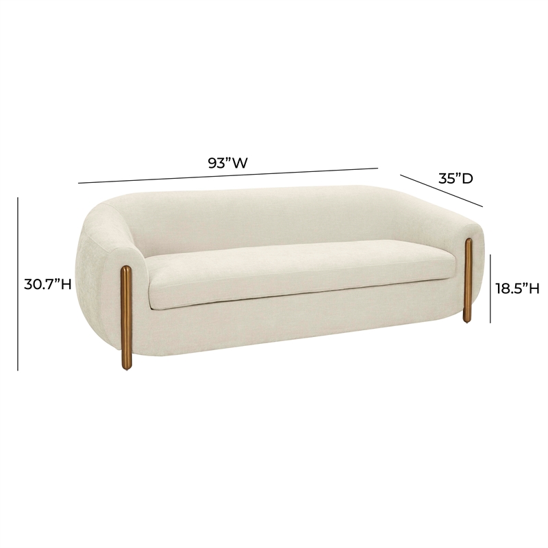 Pemberley Row Textured Linen Cream Sofa Rectangular Handmade 71.5