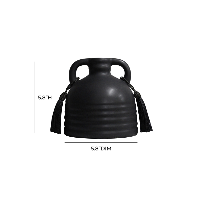 Pemberly Row Handmade Contemporary Black Finish Ceramic Vase
