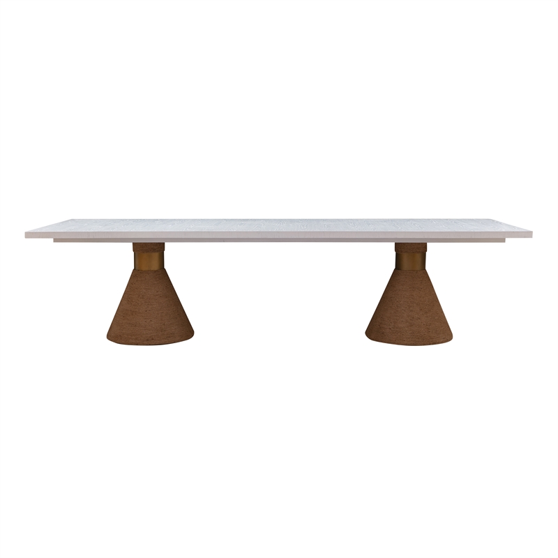 Pemberly Row Transitional Natural Wood Rope Rectangular Table
