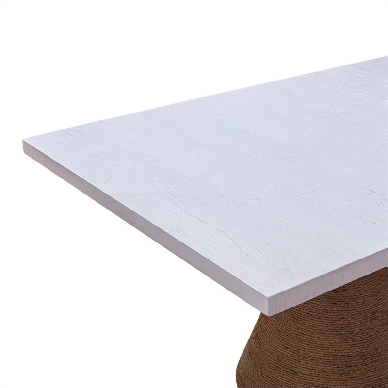 Pemberly Row Transitional Natural Wood Rope Rectangular Table