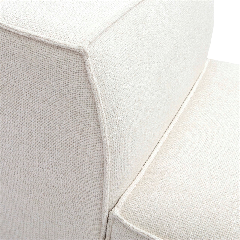 Pemberly Row Contemporary Cream Chenille Basketweave Armless Chair