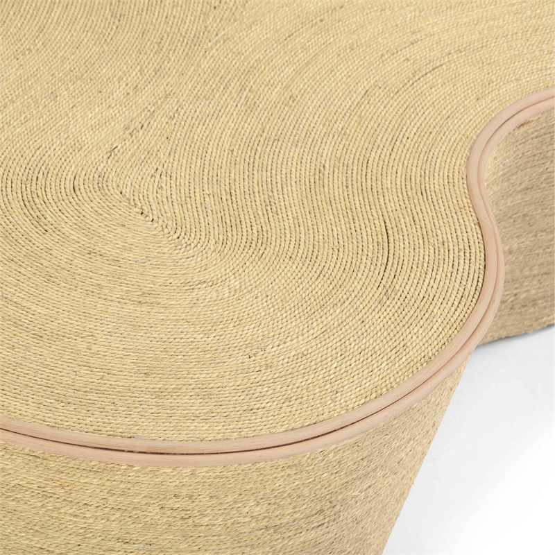 Pemberly Row Contemporary Slab Natural Seagrass Coffee Table