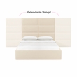 Pemberly Row Contemporary Cream Velvet Queen Wings (Set of 2)