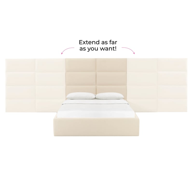 Pemberly Row Contemporary Cream Velvet Queen Wings (Set of 2)