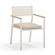 Pemberly Row Contemporary Cream Outdoor Dining Chair - Set of 2