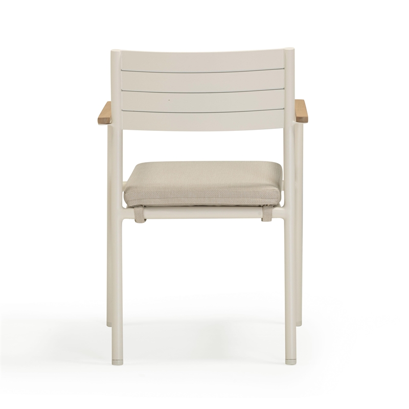 Pemberly Row Contemporary Cream Outdoor Dining Chair - Set of 2