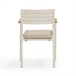 Pemberly Row Contemporary Cream Outdoor Dining Chair - Set of 2