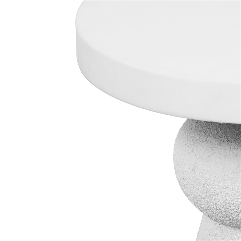 Pemberly Row Transitional Handcrafted White Textured Side Table