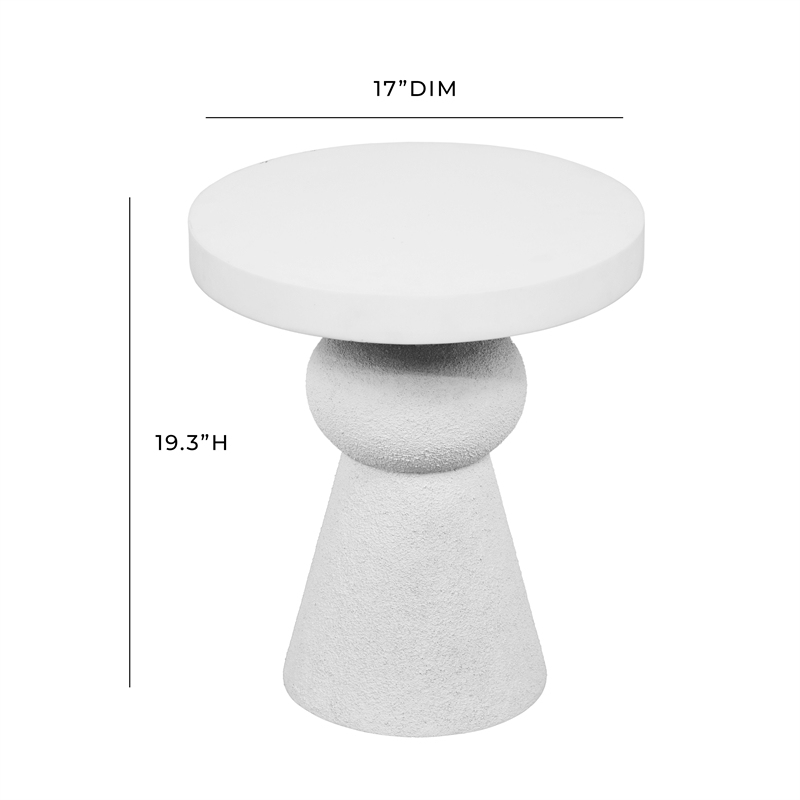 Pemberly Row Transitional Handcrafted White Textured Side Table